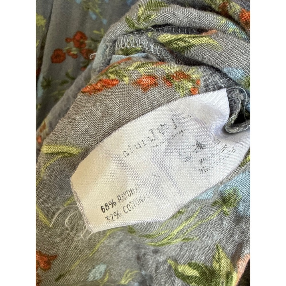 Natural Life Blue Floral Tiered Midi Dress Short Puff Sleeve Boho Size Large - Picture 5 of 7